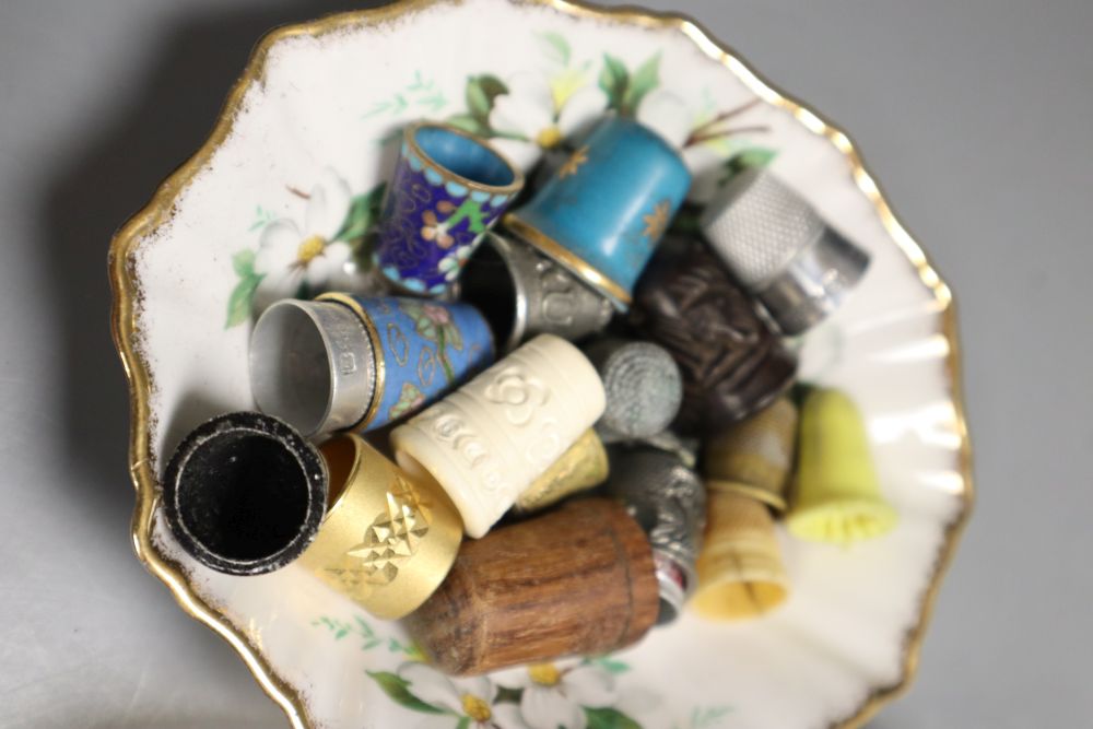 A collection of ceramic, glass and wood ornaments, including a Chinese two handled flask